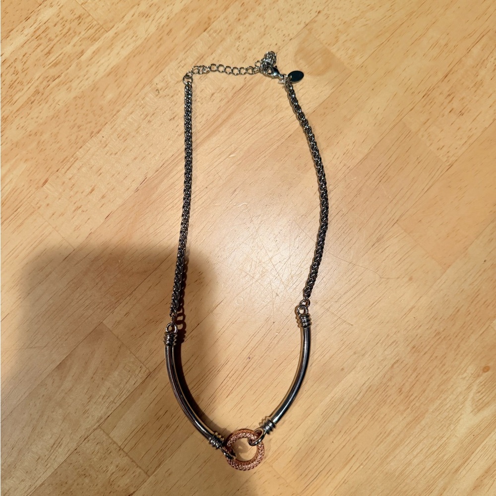 Lia Sophia Chain with Rose Gold Circle Pendant Necklace